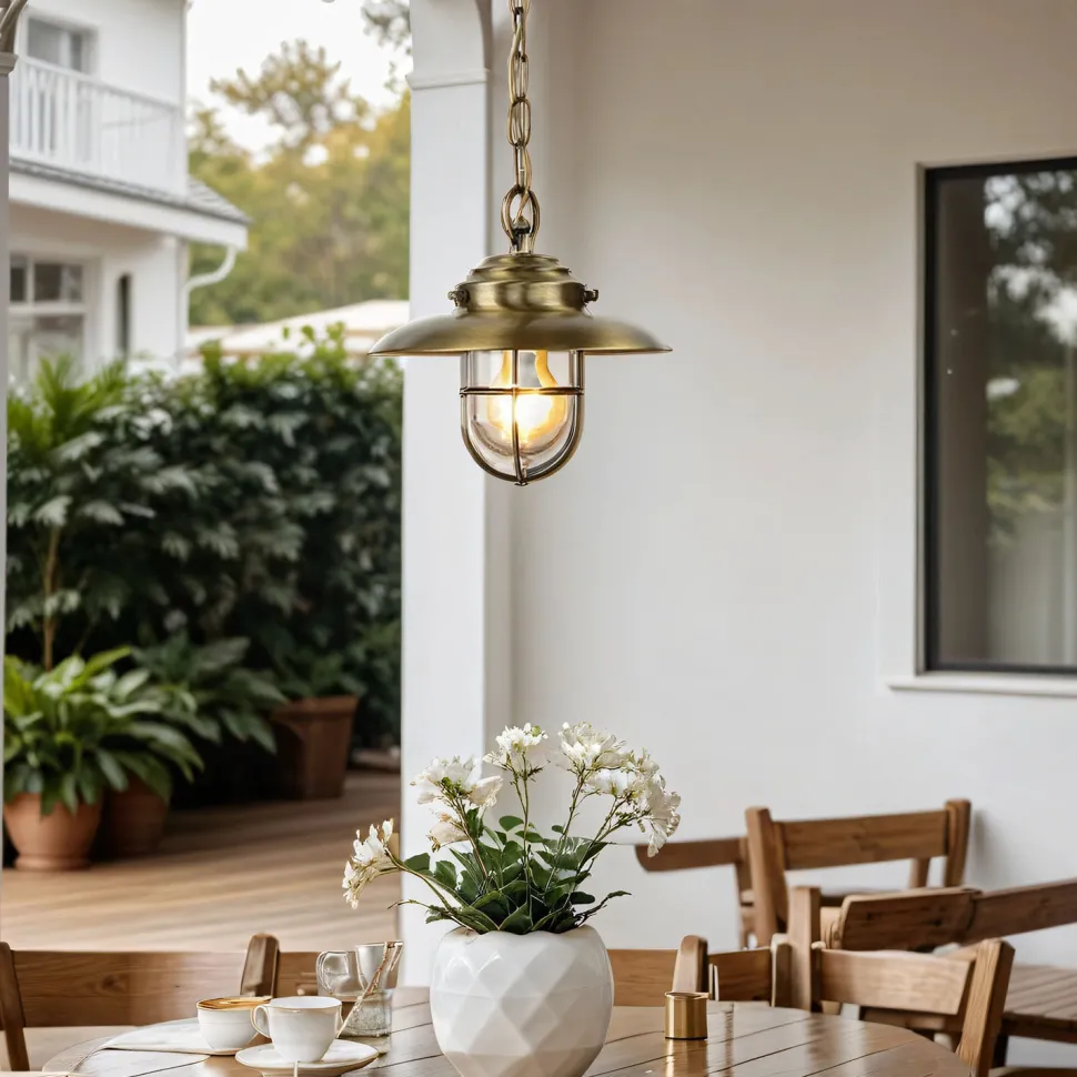 Wetterfeste Hängelampe KAVALA Messing Maritim IP54