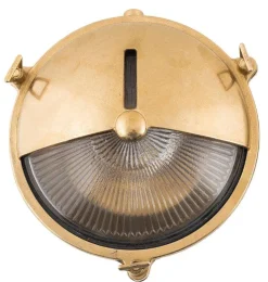 Wetterfeste Wandlampe KARPAHTOS Messing rund IP64