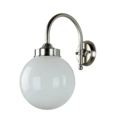 Wetterfeste Wandlampe VERIA Nickel Weiß aus Messing