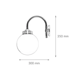 Wetterfeste Wandlampe VERIA Nickel Weiß aus Messing