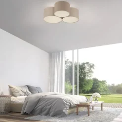 Wohnliche Deckenlampe Beige E27 L:70 cm 3-flmg blendarm