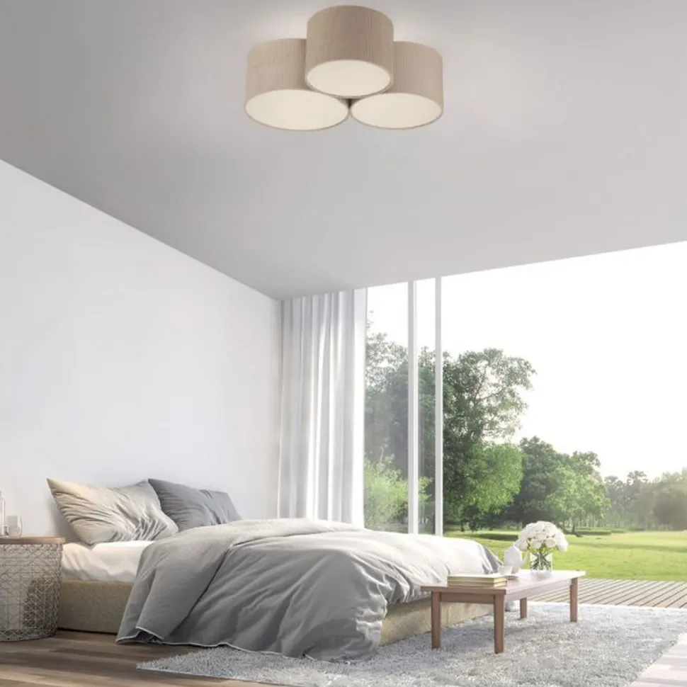 Wohnliche Deckenlampe Beige E27 L:70 cm 3-flmg blendarm