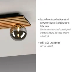 Wohnliche Deckenlampe Glaskugeln Holz G9 80 cm Natur
