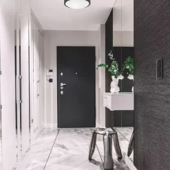 Wohnliche Deckenlampe Glas Metall Schwarz E27 Ø26 cm