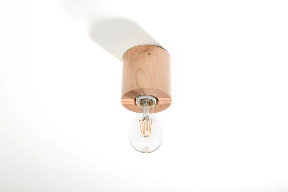 Wohnliche Deckenlampe Holz rund Ø10cm H:10cm für E27