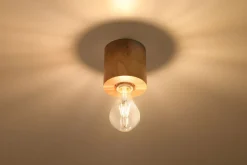 Wohnliche Deckenlampe Holz rund Ø10cm H:10cm für E27