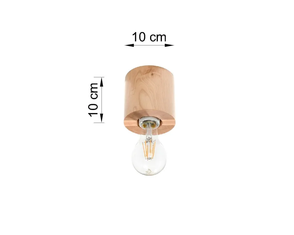 Wohnliche Deckenlampe Holz rund Ø10cm H:10cm für E27