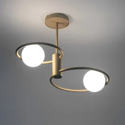 Wohnliche Deckenleuchte Gold Metall Glas G9 2-flammig