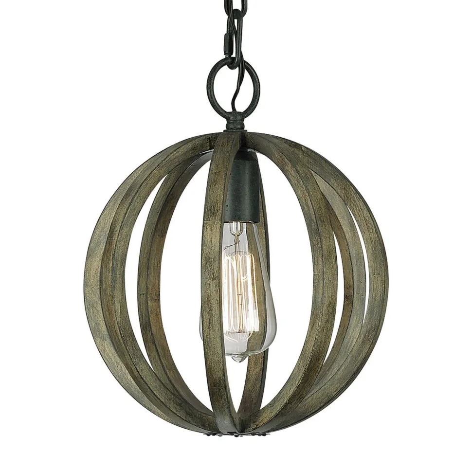 Wohnliche Hängelampe ARBARO Holz antik Rustikal rund
