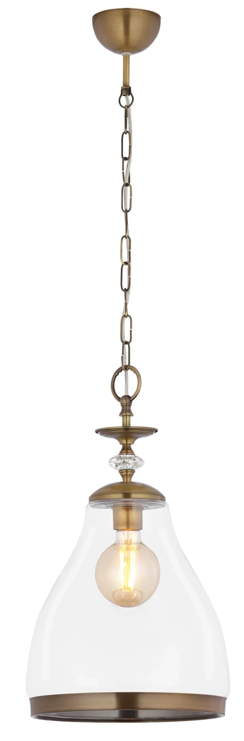 Wohnliche Hängelampe Glas Metall E27 in Messing