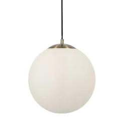 Wohnliche Hängelampe Glas Metall in Messing Weiß Ø30 cm