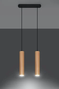 Wohnliche Hängelampe Holz 2x GU10 Modern Esstisch