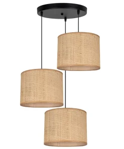 Wohnliche Hängelampe Rattan Braun E27 Ø45 cm 3-flammig