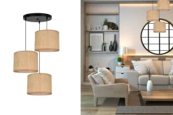 Wohnliche Hängelampe Rattan Braun E27 Ø45 cm 3-flammig