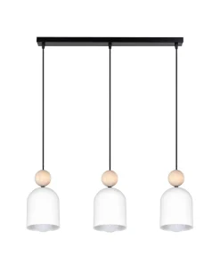 Wohnliche Hängelampe Schwarz Weiß Metall Holz E27 66 cm