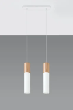 Wohnliche Hängelampe WAYNELLE Weiß Holz Skandinavisch