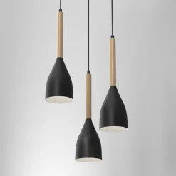 Wohnliche Pendelleuchte Retro Esszimmer Metall Holz