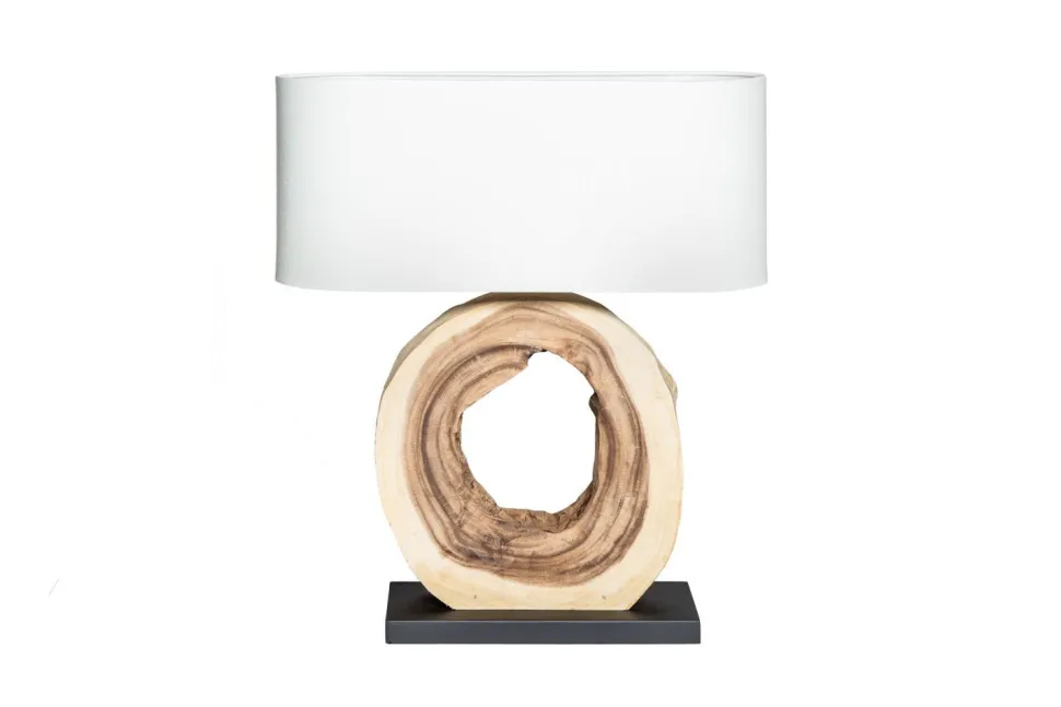 Wohnliche Tischlampe KYRISSA massives Holz 63cm Unikat