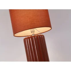 Wohnliche Tischlampe Stoff Keramik in Orange E14 51 cm