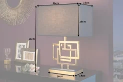 Wohnliche Tischleuchte Schwarz Gold Stoff blendarm E27