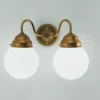 Wohnliche Wandlampe Glas Berliner Messing E27 2-flammig
