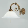 Wohnliche Wandlampe Messing Glas Schalter E27 T:42 cm