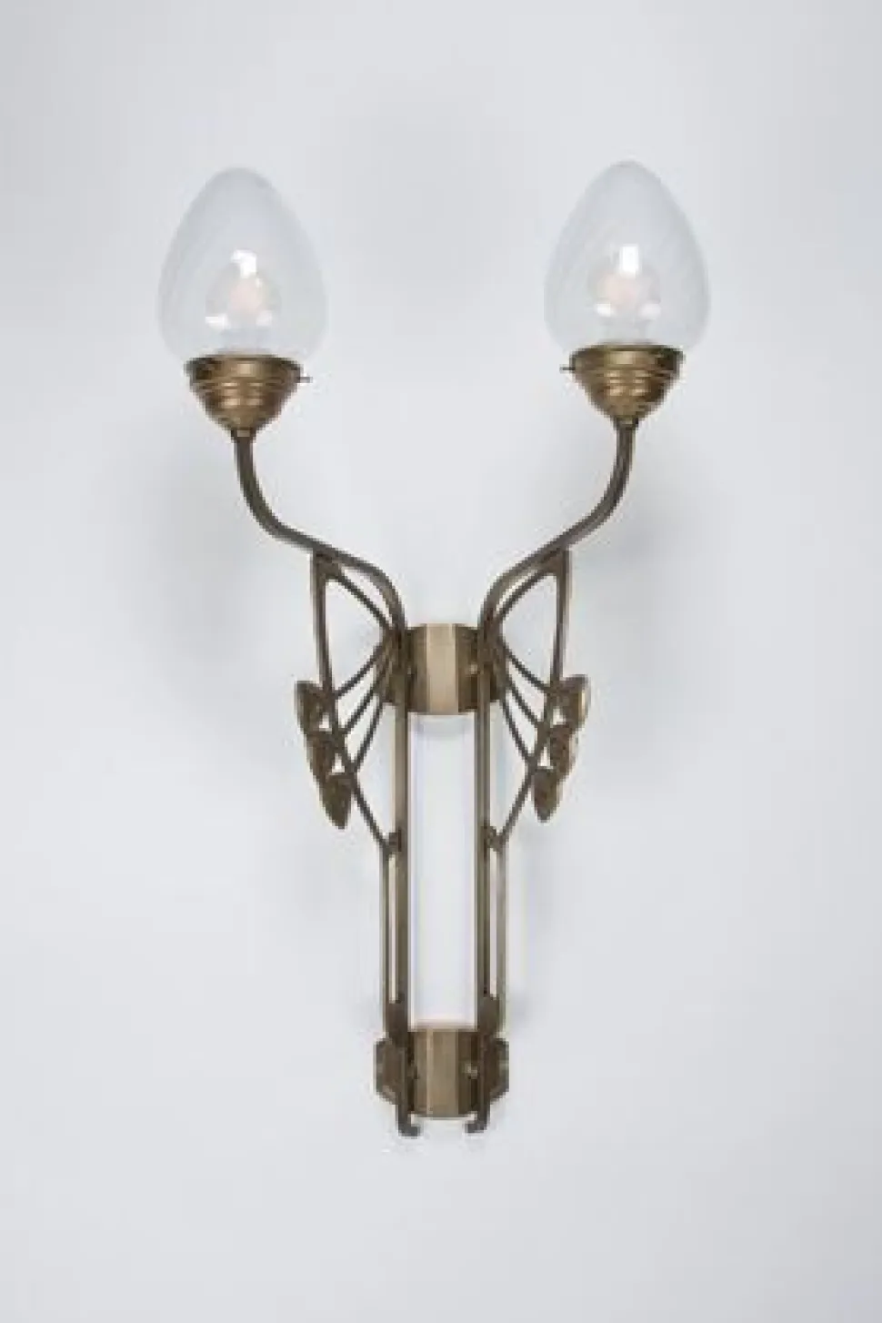 Wohnliche Wandlampe Messing Glas Blau E27 B:44 cm