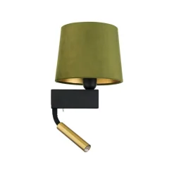 Wohnliche Wandleuchte mit Schalter Lesearm Stoffschirm