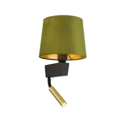 Wohnliche Wandleuchte mit Schalter Lesearm Stoffschirm