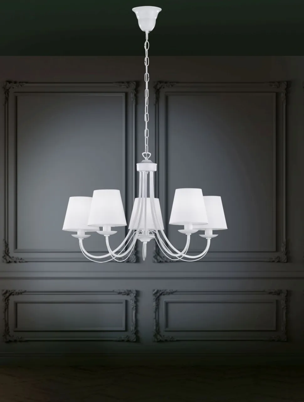 Wohnlicher Kronleuchter Stoff Metall Stoff E14 5-flmg