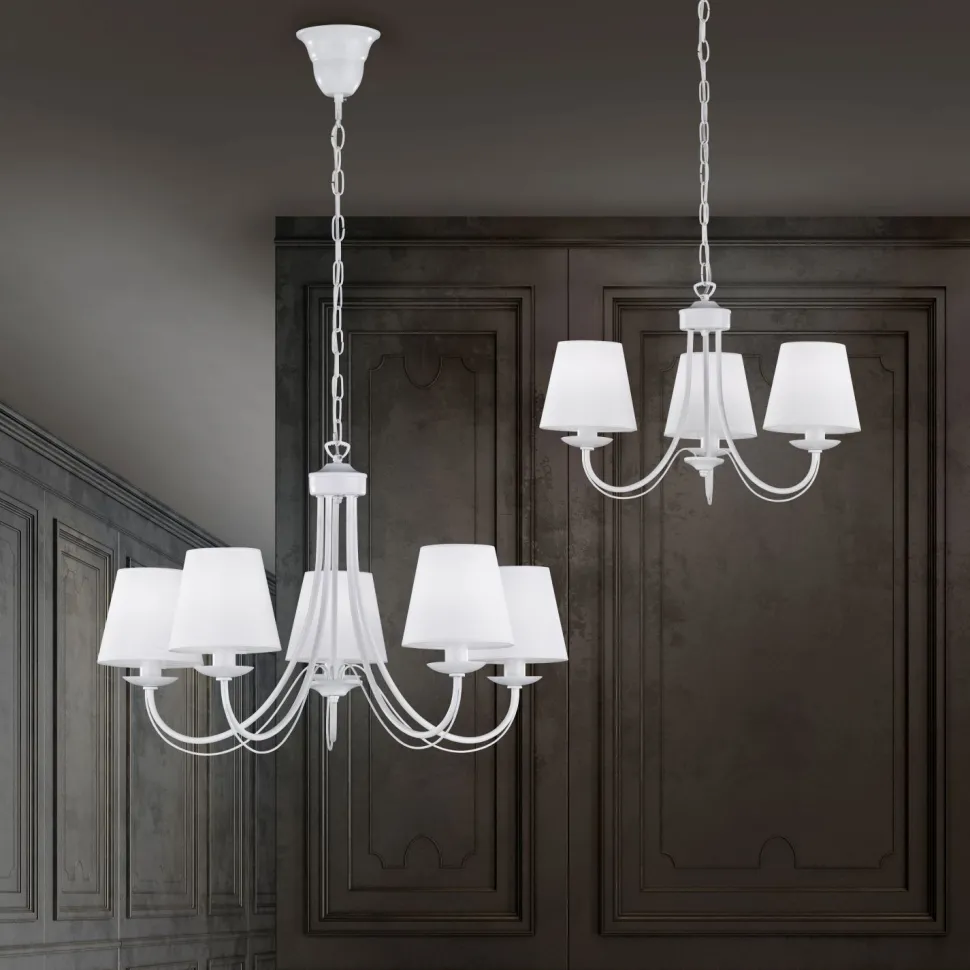 Wohnlicher Kronleuchter Stoff Metall Stoff E14 5-flmg