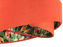 Wohnzimmer Hängelampe Orange Bunt Stoff rund Ø50cm