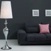 Wohnzimmer Stehlampe LUCIE Silber Weiß 160cm elegant