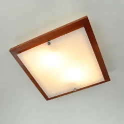 Wohnzimmerlampe Braun Weiß Holz Deckenleuchte