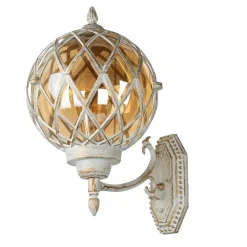 XL Außenleuchte Weiß Gold IP44 Vintage Kugel Schirm