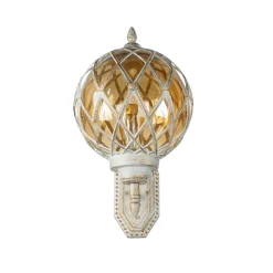 XL Außenleuchte Weiß Gold IP44 Vintage Kugel Schirm