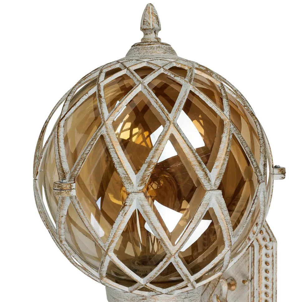 XL Außenleuchte Weiß Gold IP44 Vintage Kugel Schirm