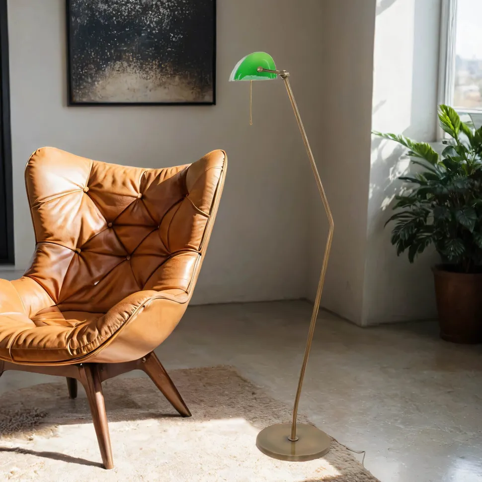 XXL Bankerlampe Messing Glas Wohnzimmer MINISTERO