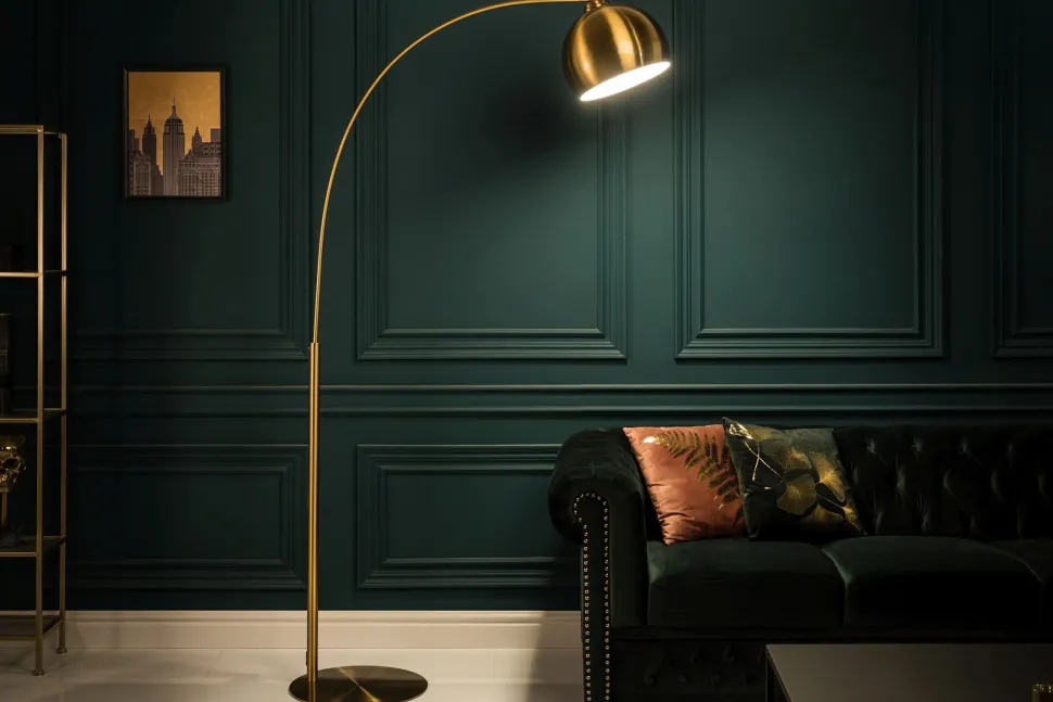 XXL Bogenlampe Metall 205 cm E27 Retro elegant in Gold