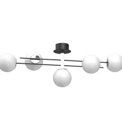 XXL Deckenleuchte Glaskugeln Schwarz Weiß Chrom 112 cm