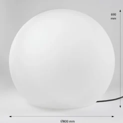 XXL Gartenlampe in Weiß Kugel Schirm Ø80cm