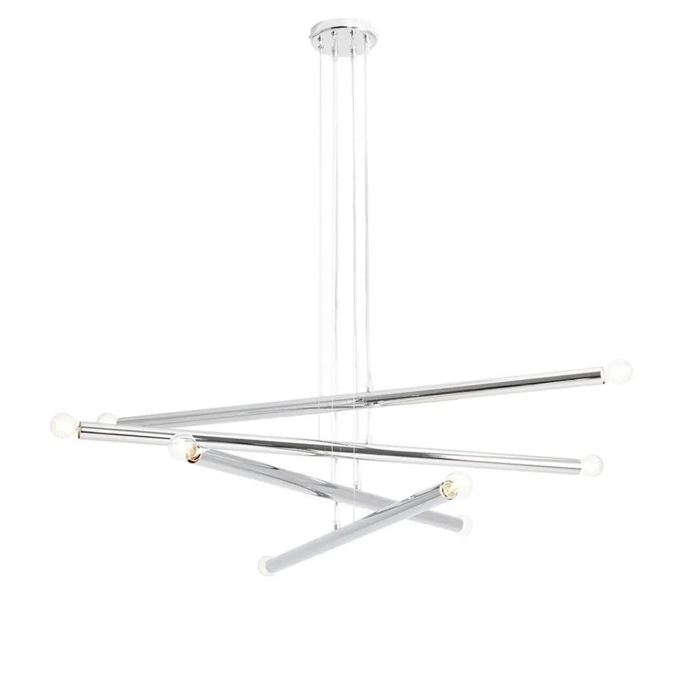 XXL Hängelampe Metall in Chrom 100 cm lang E14 Retro