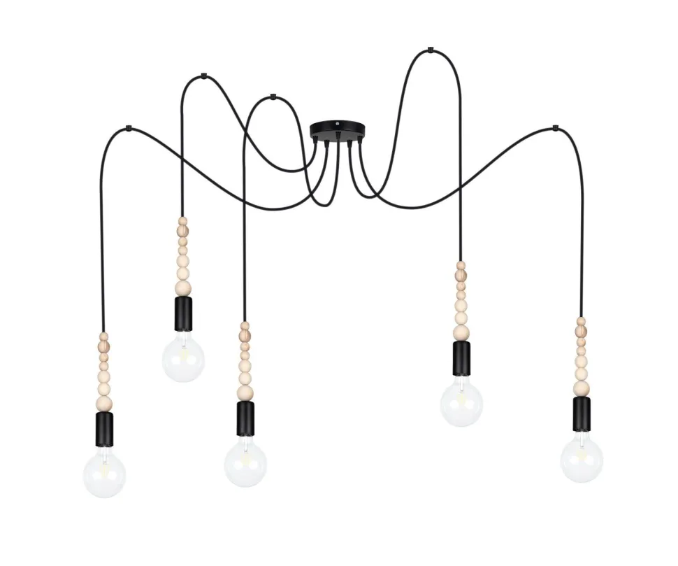 XXL Hängelampe Spider Schwarz L:400 cm E27 5-flammig