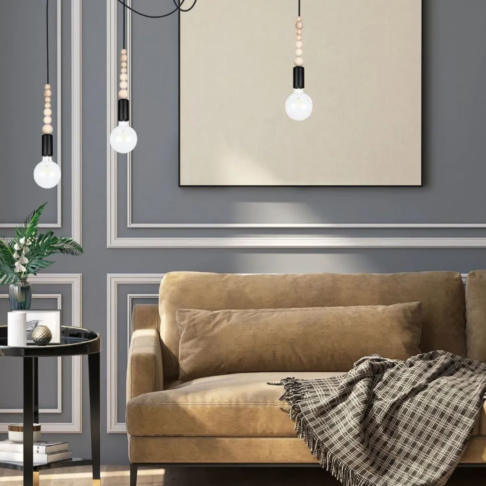 XXL Hängelampe Spider verstellbar L:400 cm E27 Schwarz