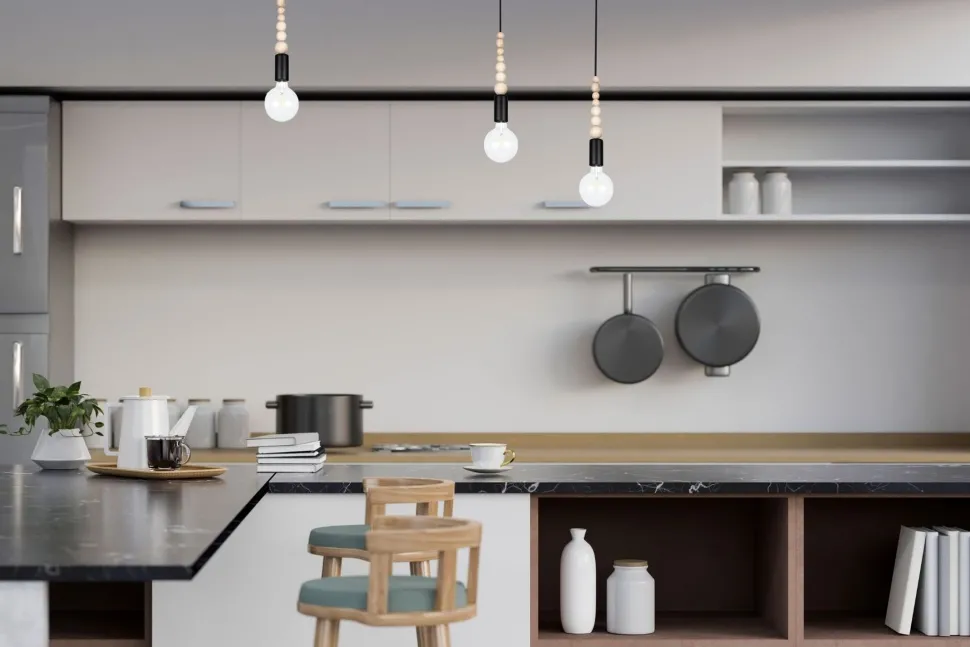 XXL Hängelampe Spider verstellbar L:400 cm E27 Schwarz