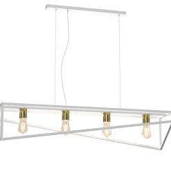 XXL Hängelampe Weiß Gold E27 100 cm lang Industrial