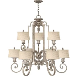 XXL Kronleuchter AGED Creme 9xE27 kürzbar Esstisch