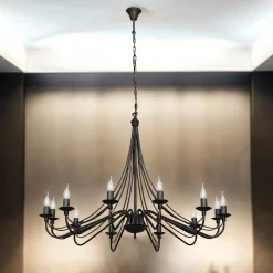 XXL Kronleuchter Schwarz 12-flammig Ø85cm Rustikal