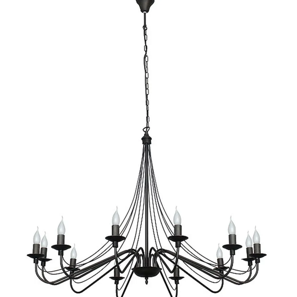 XXL Kronleuchter Schwarz 12-flammig Ø85cm Rustikal