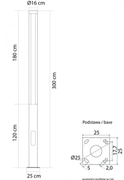 XXL LED Pollerleuchte Aluminium IP65 44 W 4000 K 300 cm